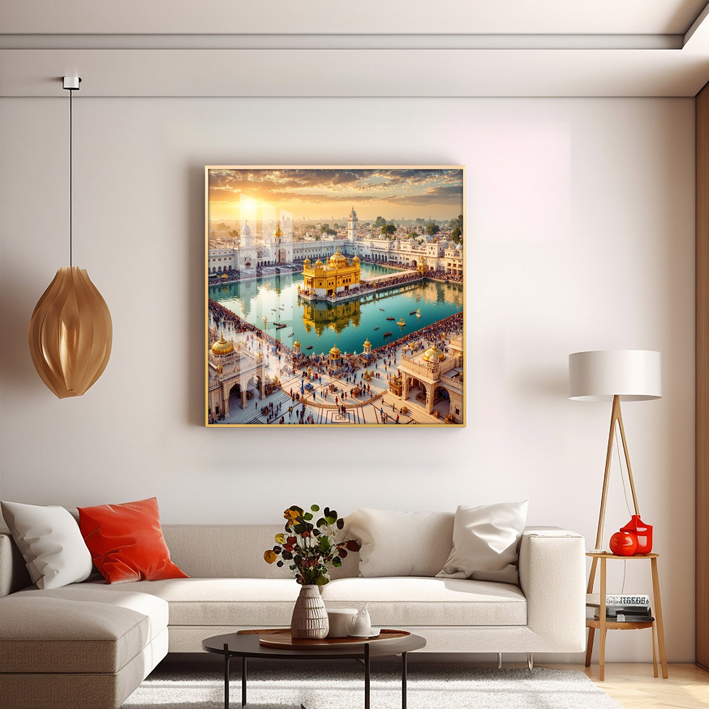 Divine Golden Temple Premium Acrylic Square Wall Art