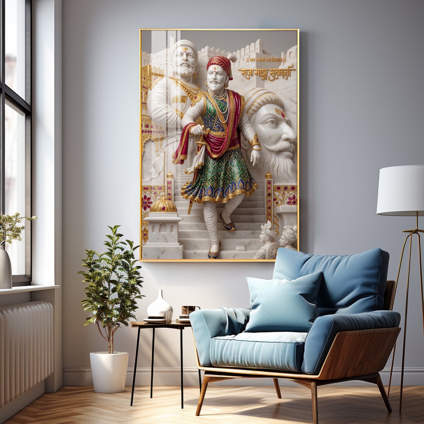 Shivaji Maharaj Premium Acrylic Vertical Wall Art