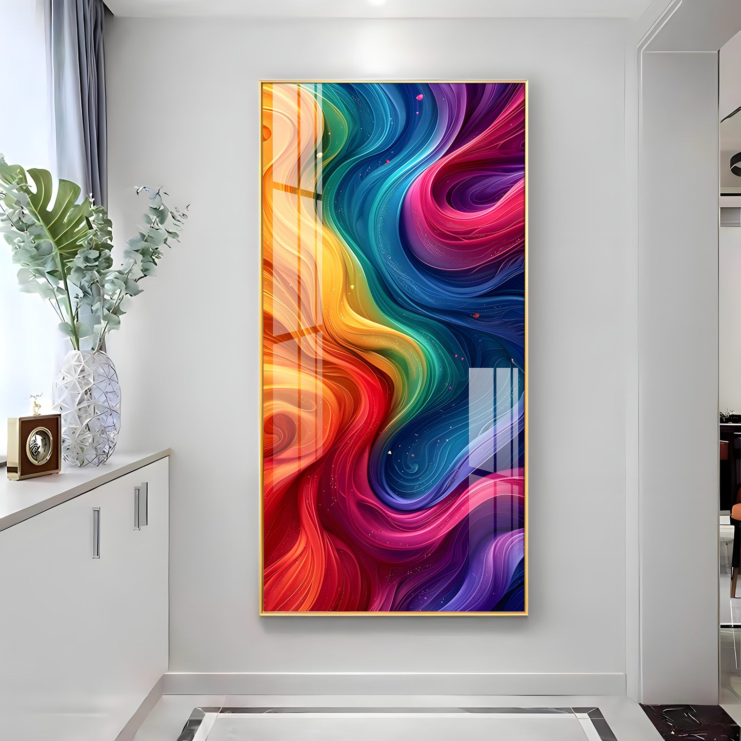 Color Swirl Abstract Premium Acrylic Vertical Wall Art