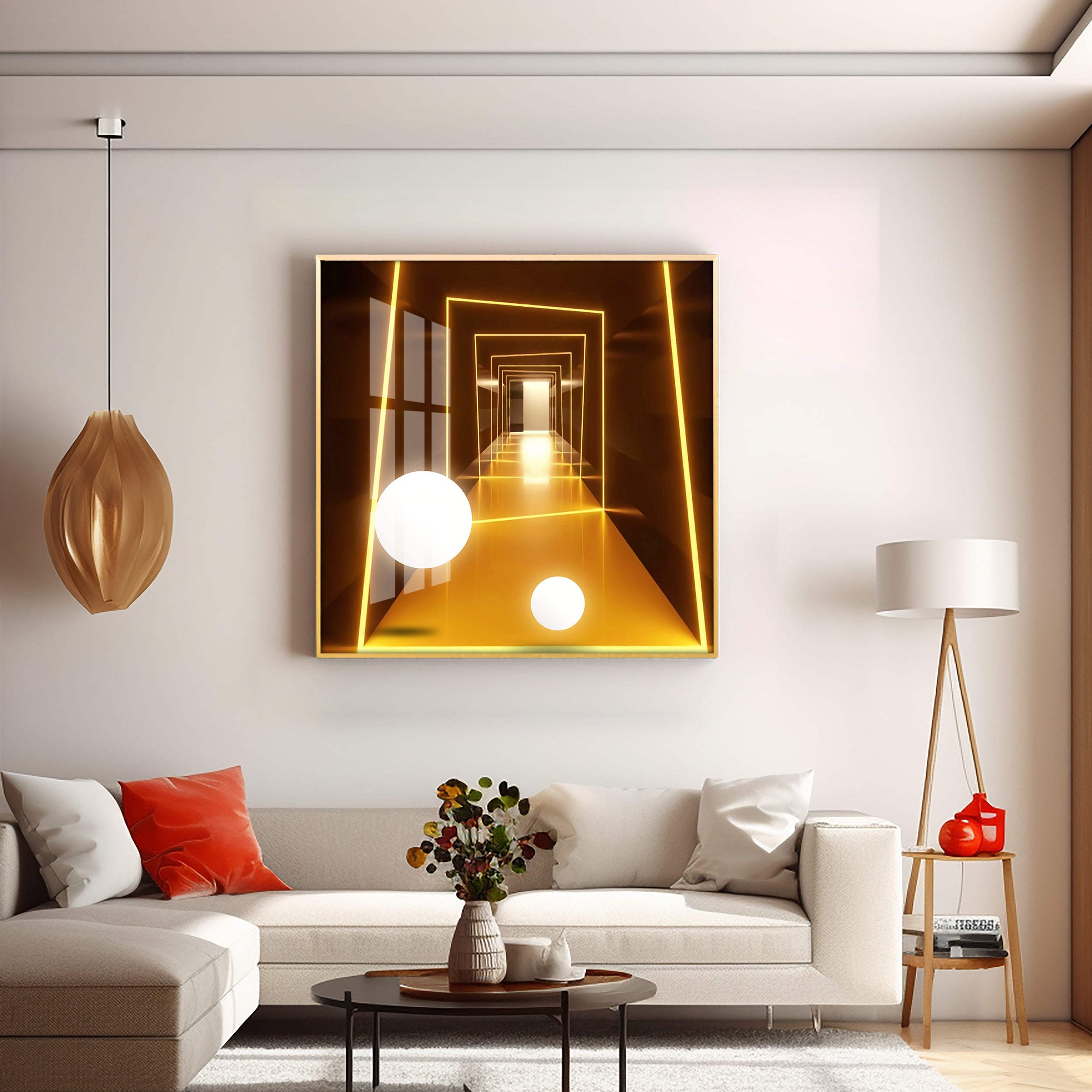 Abstract Dark Hallway Premium Acrylic Square Wall Art