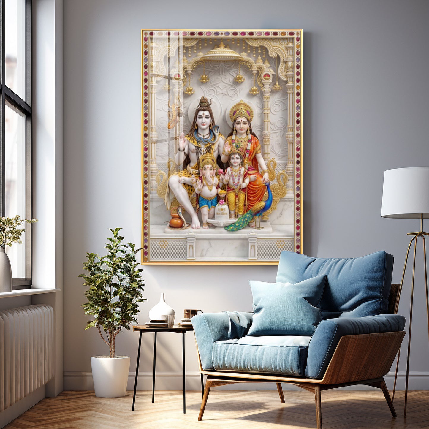 Divine Wisdom Shiv Parivar Premium Acrylic Vertical Wall Art