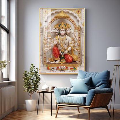 Peaceful Presence Of Hanuman Ji Premium Acrylic Vertical Wall Art
