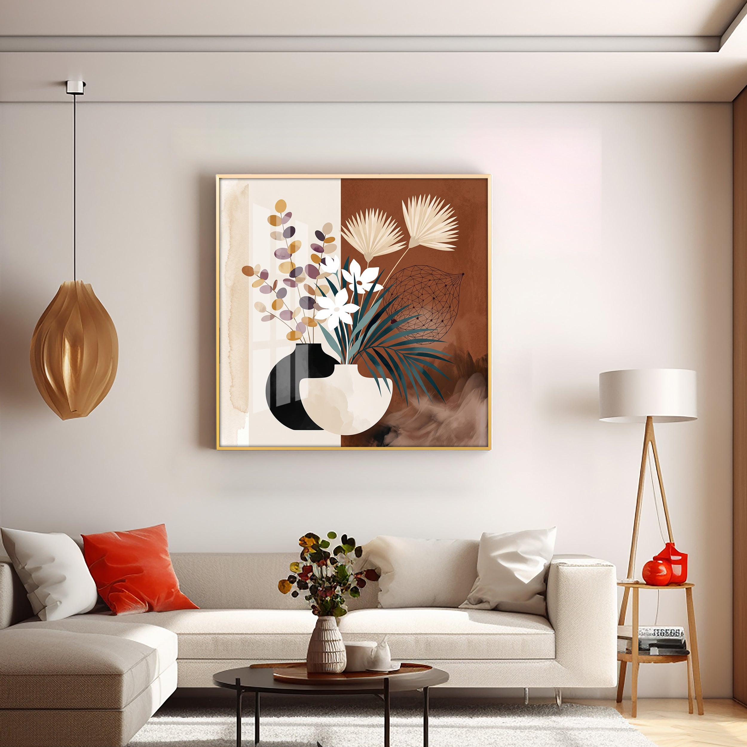 Two Overlapping Silhouettes Premium Acrylic Square Wall Art