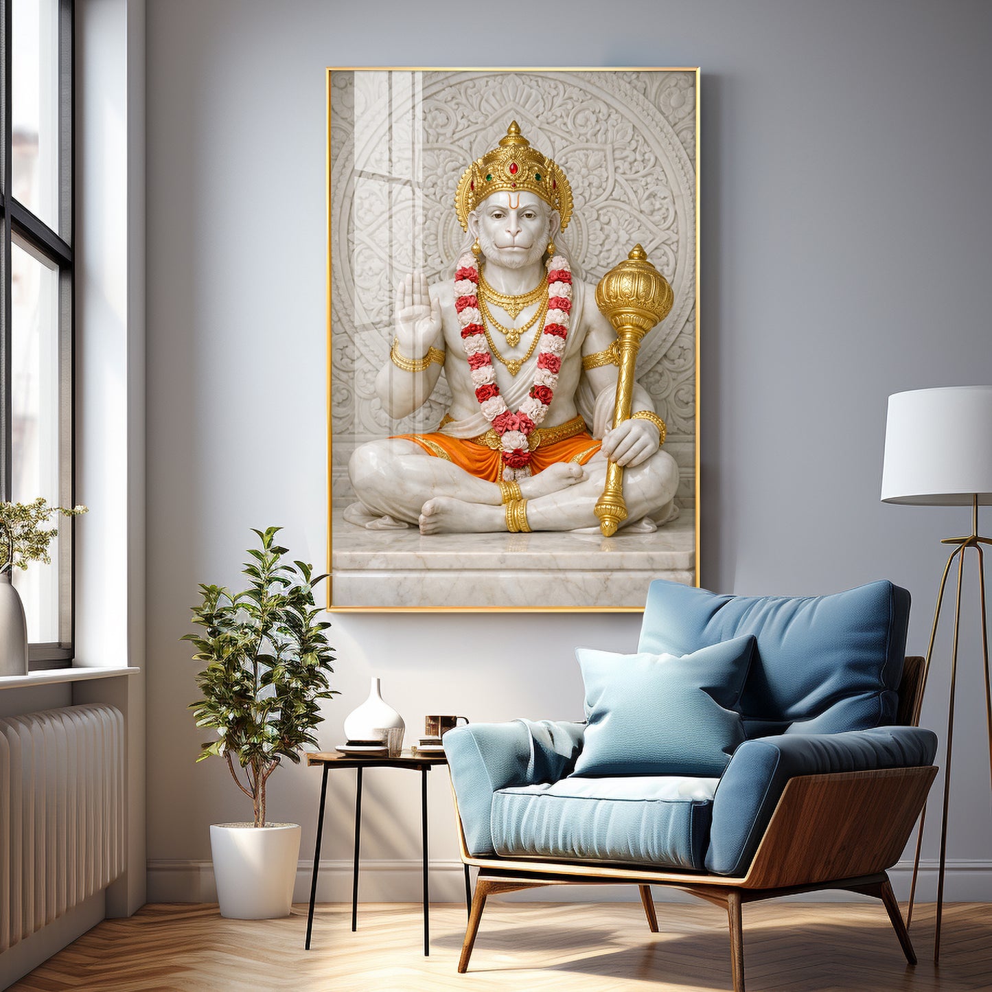 Divine Ram Bhakt Hanuman Premium Acrylic Vertical Wall Art