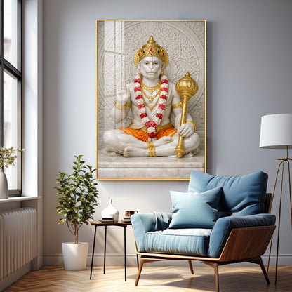 Divine Ram Bhakt Hanuman Premium Acrylic Vertical Wall Art