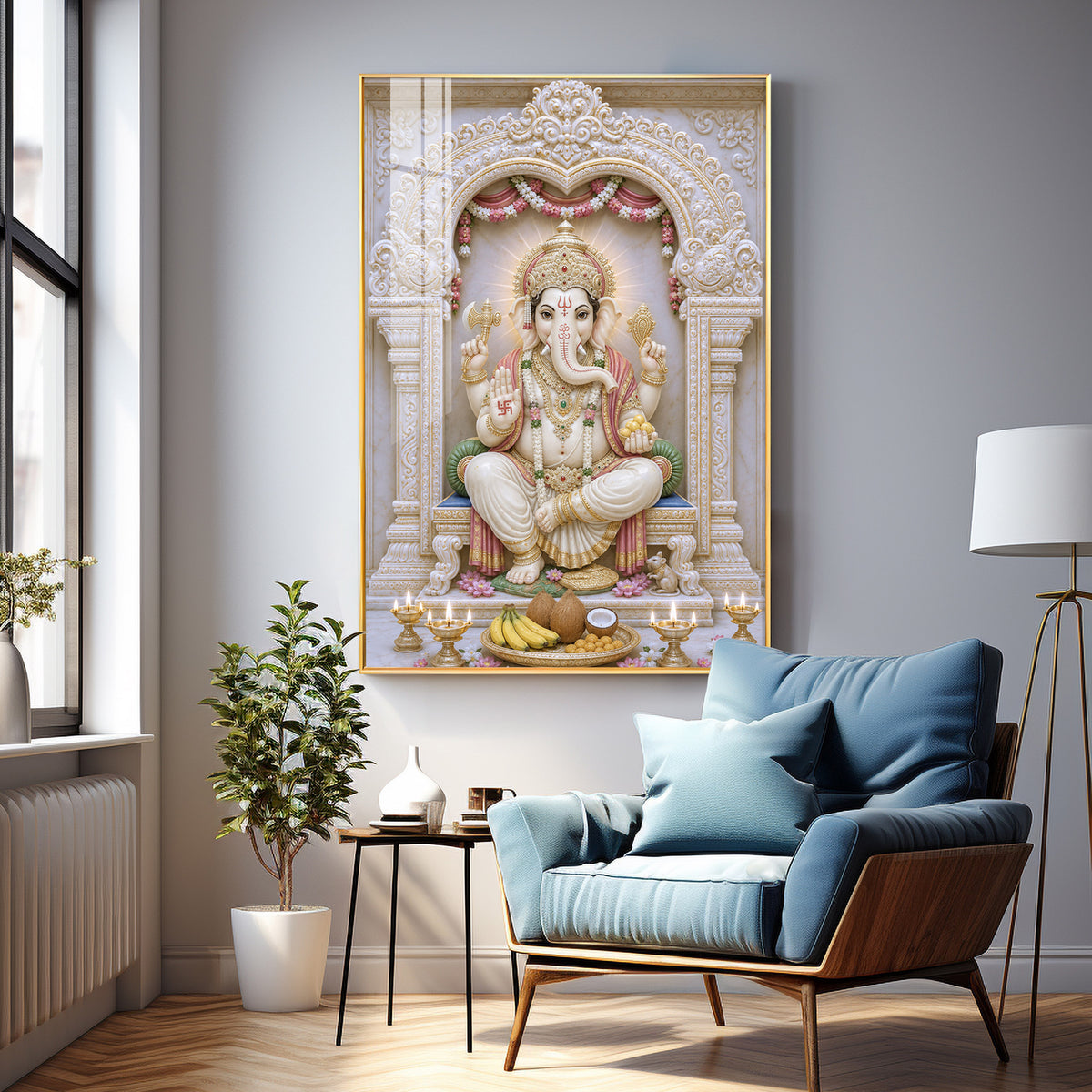 Sacred Lord Ganesha Premium Acrylic Vertical Wall Art