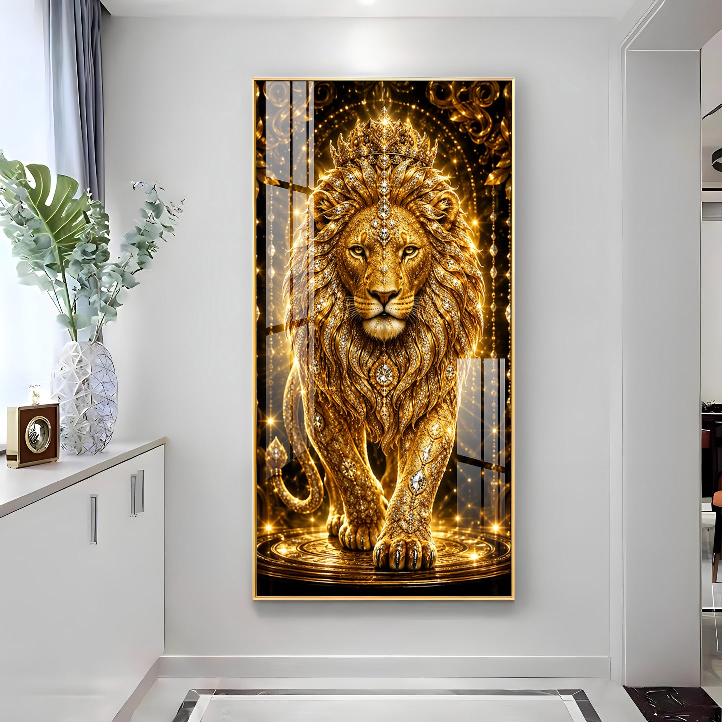 Golden Lion Premium Acrylic Vertical Wall Art