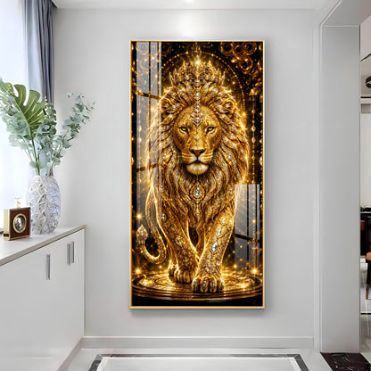 Golden Lion Premium Acrylic Vertical Wall Art