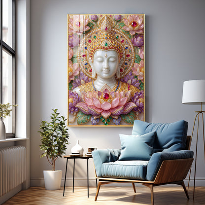 Lord Gautam Buddha Premium Acrylic Vertical Wall Art