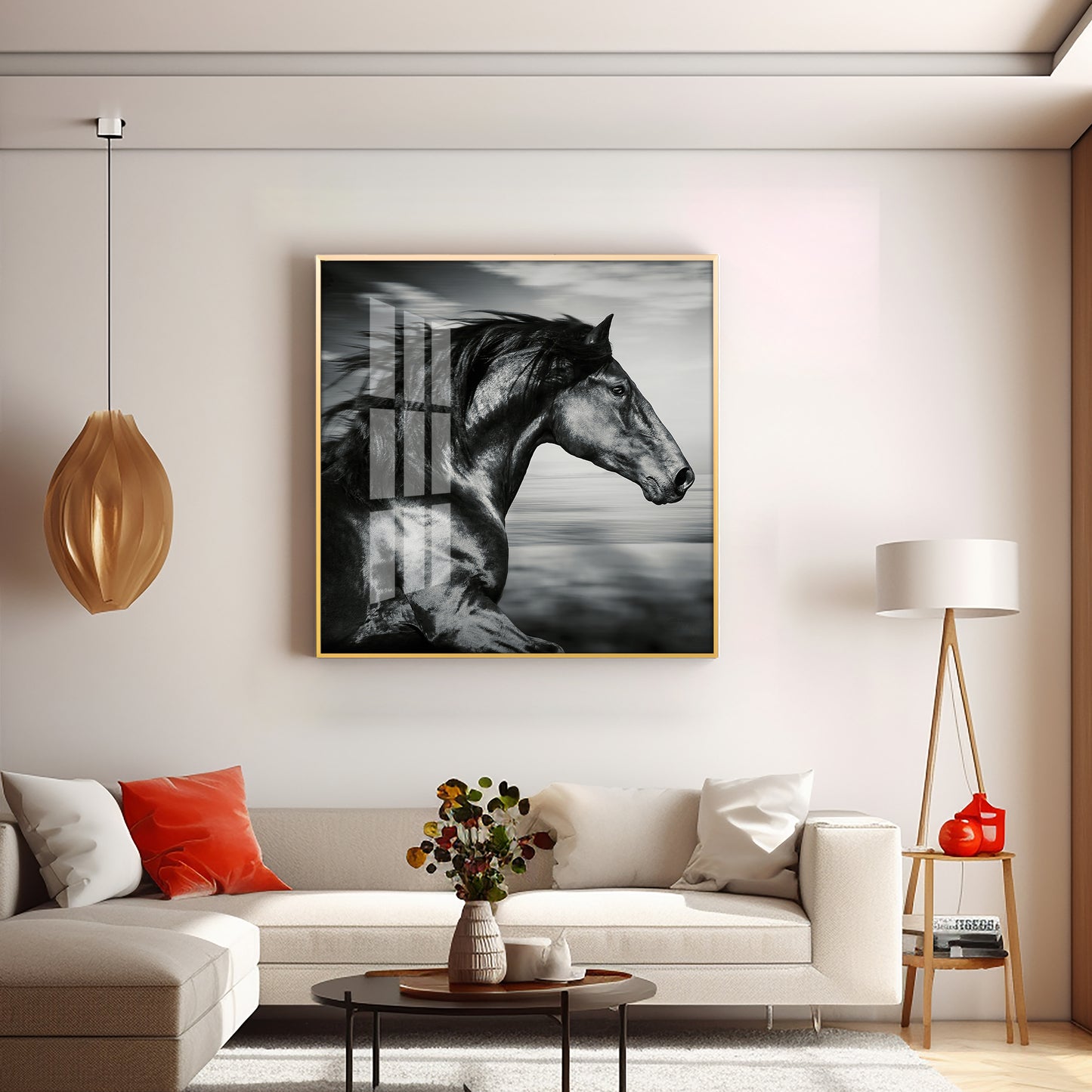 Wild Black Horse Premium Acrylic Square Wall Art