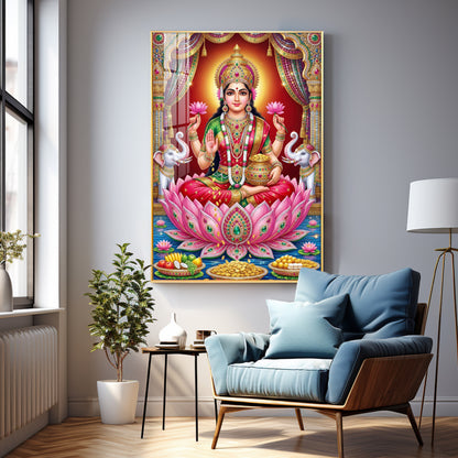 Goddess Mahalakshmi Premium Acrylic Vertical Wall Art