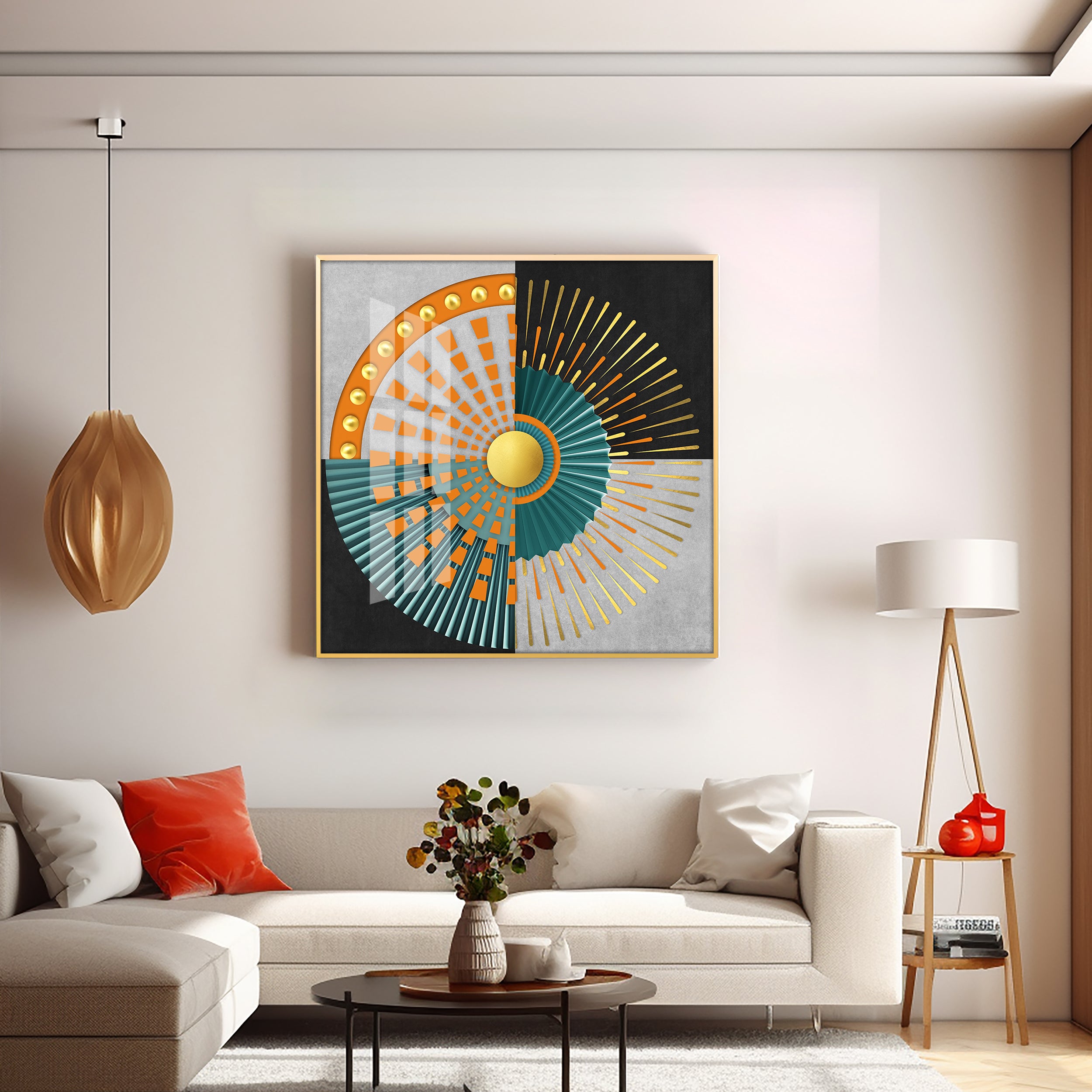 Abstract Geometric Circle Design Premium Acrylic Square Wall Art
