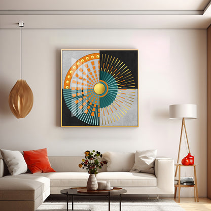 Abstract Geometric Circle Design Premium Acrylic Square Wall Art