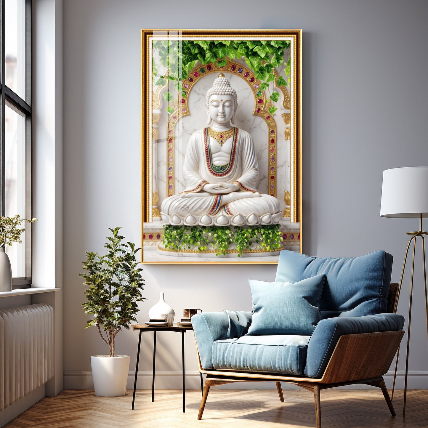 Spiritual Meditating Buddha Premium Acrylic Vertical Wall Art