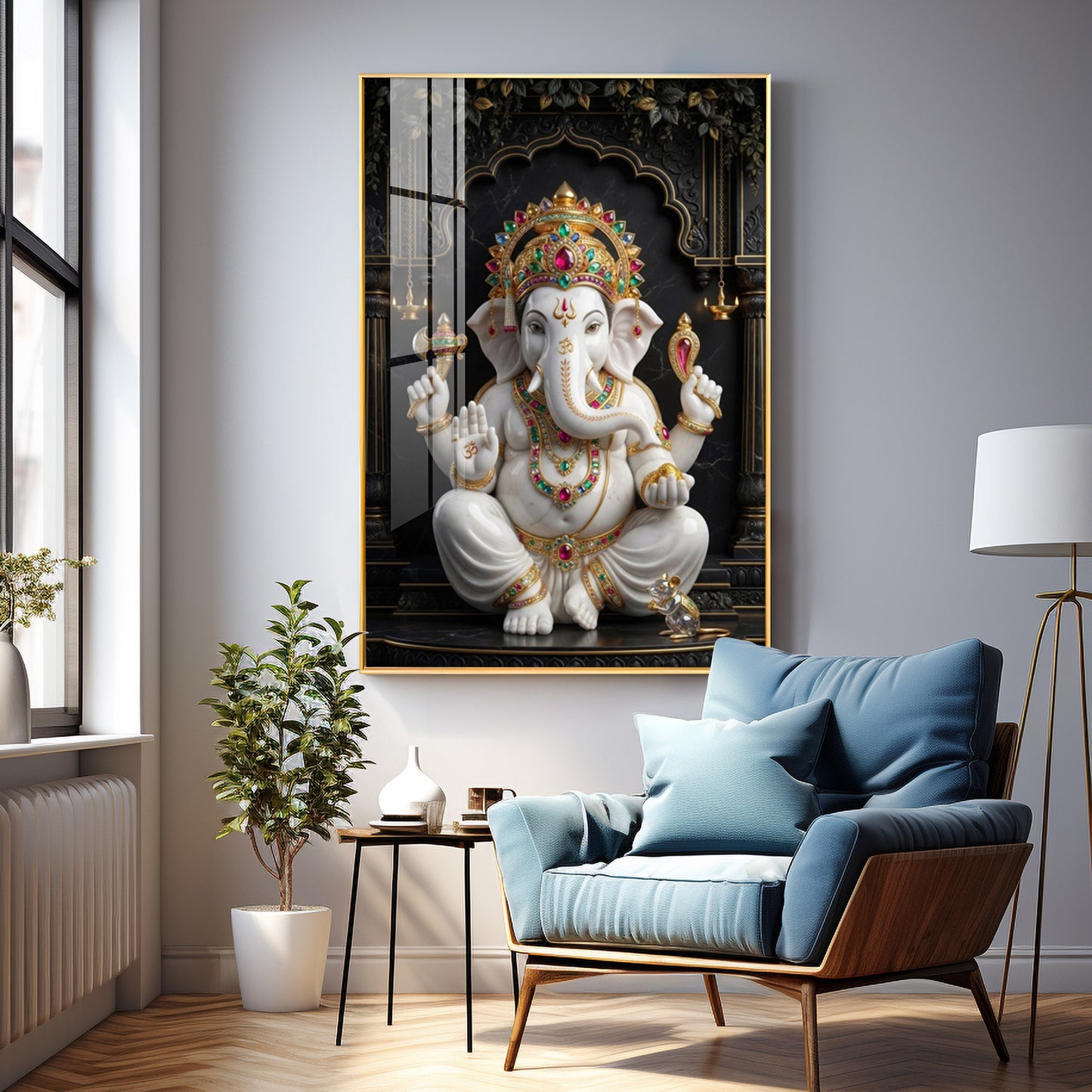 Hindu God Ganesh Ji Premium Acrylic Vertical Wall Art