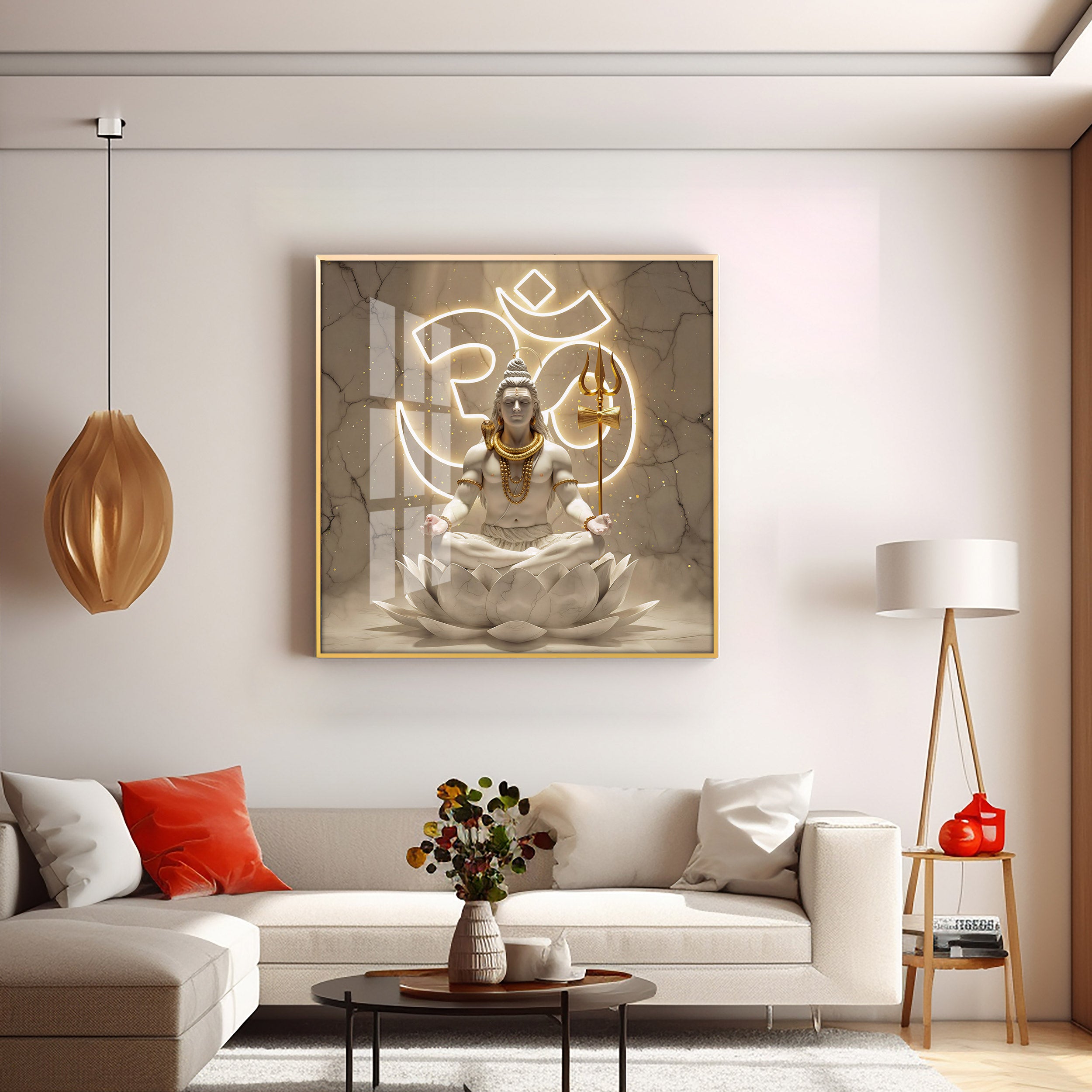 Lord Shiva Meditating Premium Acrylic Square Wall Art