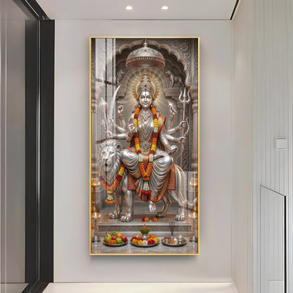 Divine Goddess Maa Durga Premium Acrylic Vertical Wall Art