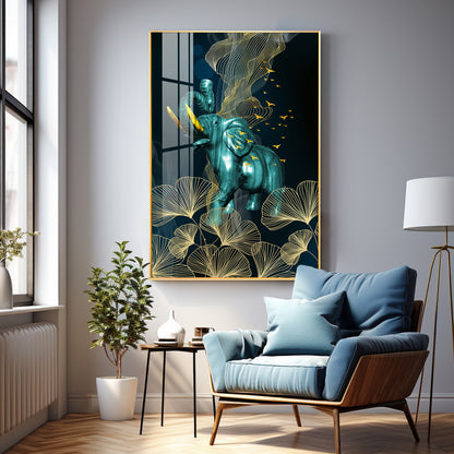 Blue Elephant Premium Acrylic Vertical Wall Art