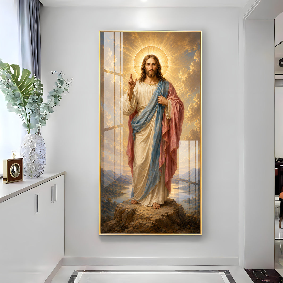 Divine Jesus Christ Blessing Landscape Premium Acrylic Vertical Wall Art