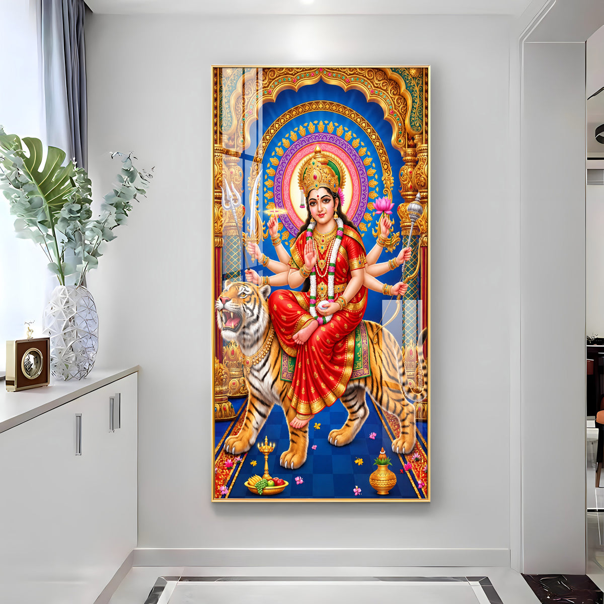 Goddess Durga Divine Premium Acrylic Vertical Wall Art