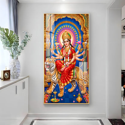 Goddess Durga Divine Premium Acrylic Vertical Wall Art
