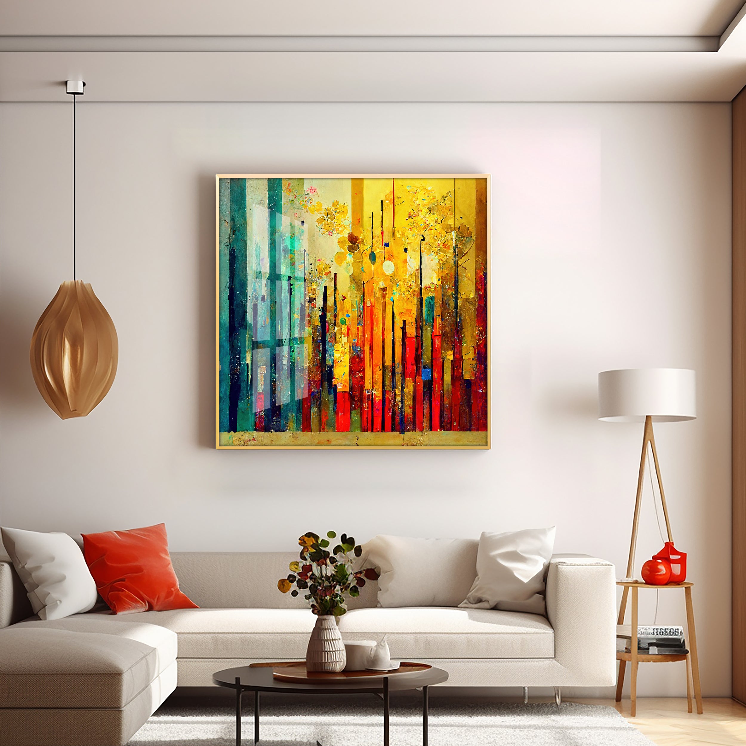 Multi Color Abstract Art Premium Acrylic Square Wall Art