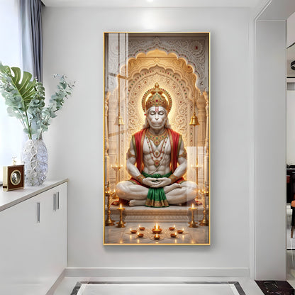 Hanuman's Divine Sanctuary Premium Acrylic Vertical Wall Art