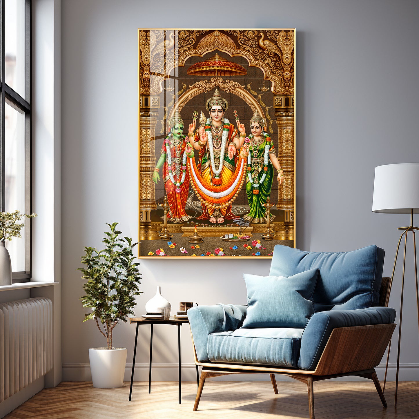 God Murugan Valli Deivanai Subramanya Swamy Premium Acrylic Vertical Wall Art