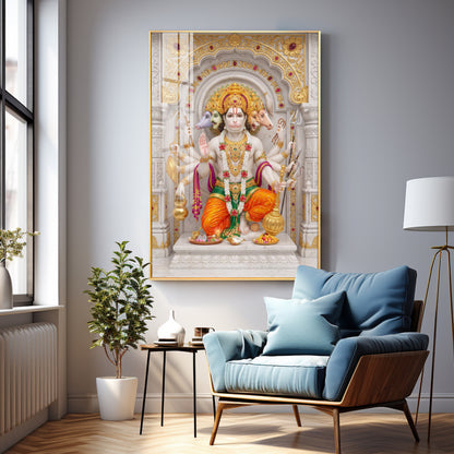 Peaceful Presence Of Panchmukhi Hanuman Premium Acrylic Vertical Wall Art