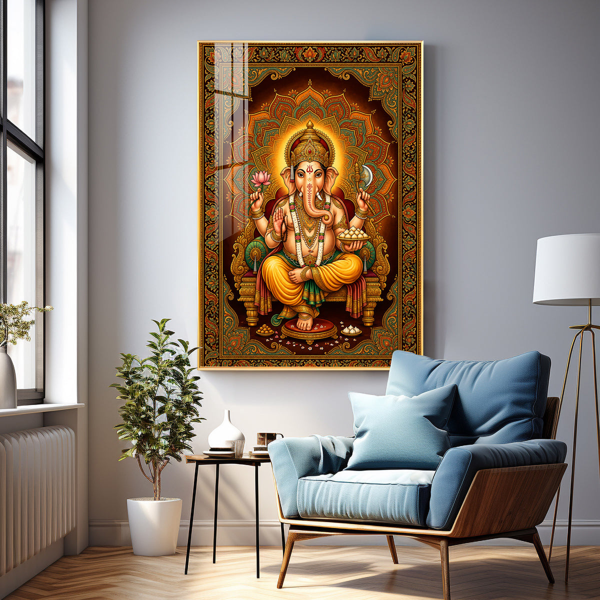 Divine Lord Ganesha Premium Acrylic Vertical Wall Art