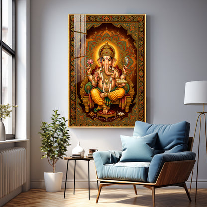 Divine Lord Ganesha Premium Acrylic Vertical Wall Art