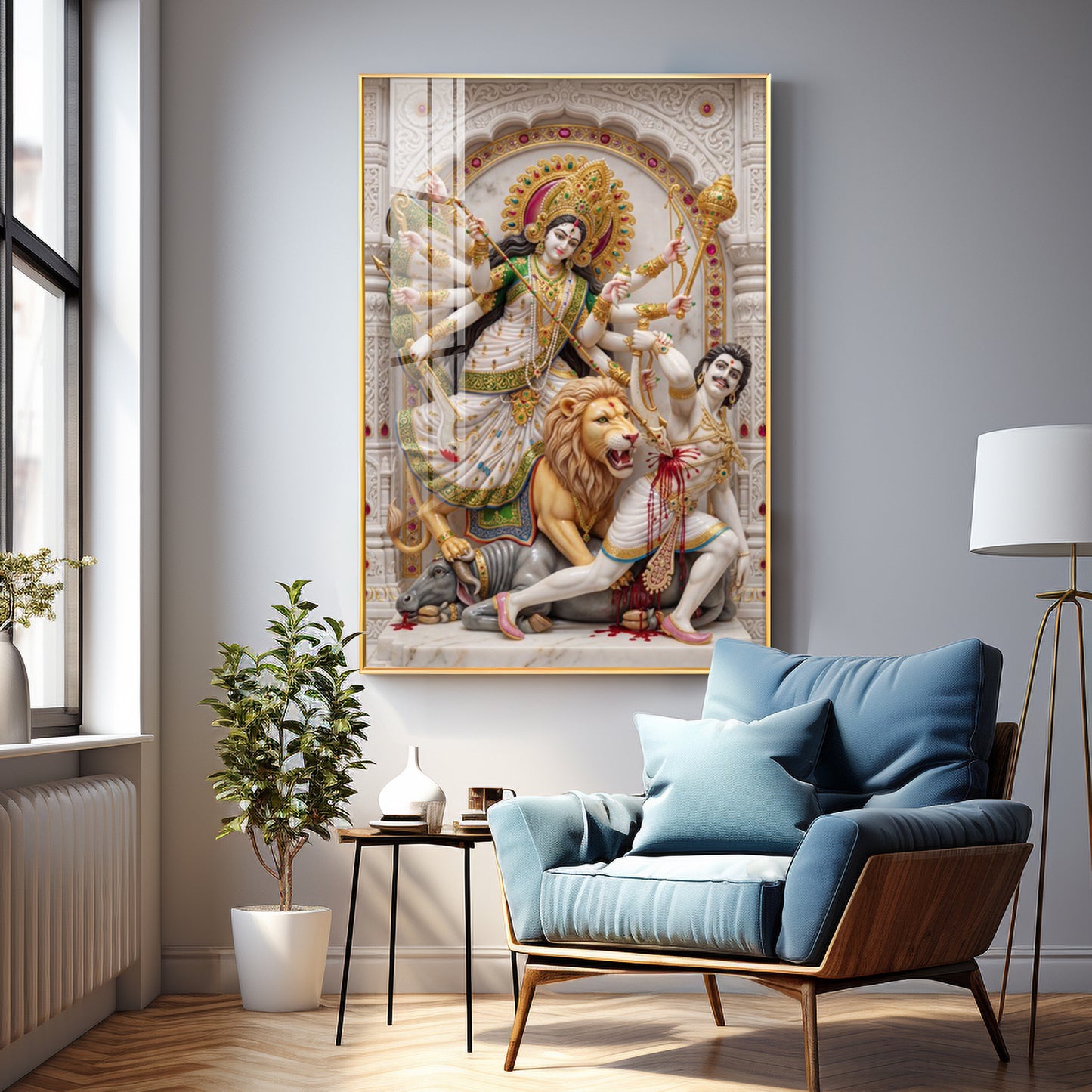 Hindu Maa Goddess Durga Premium Acrylic Vertical Wall Art