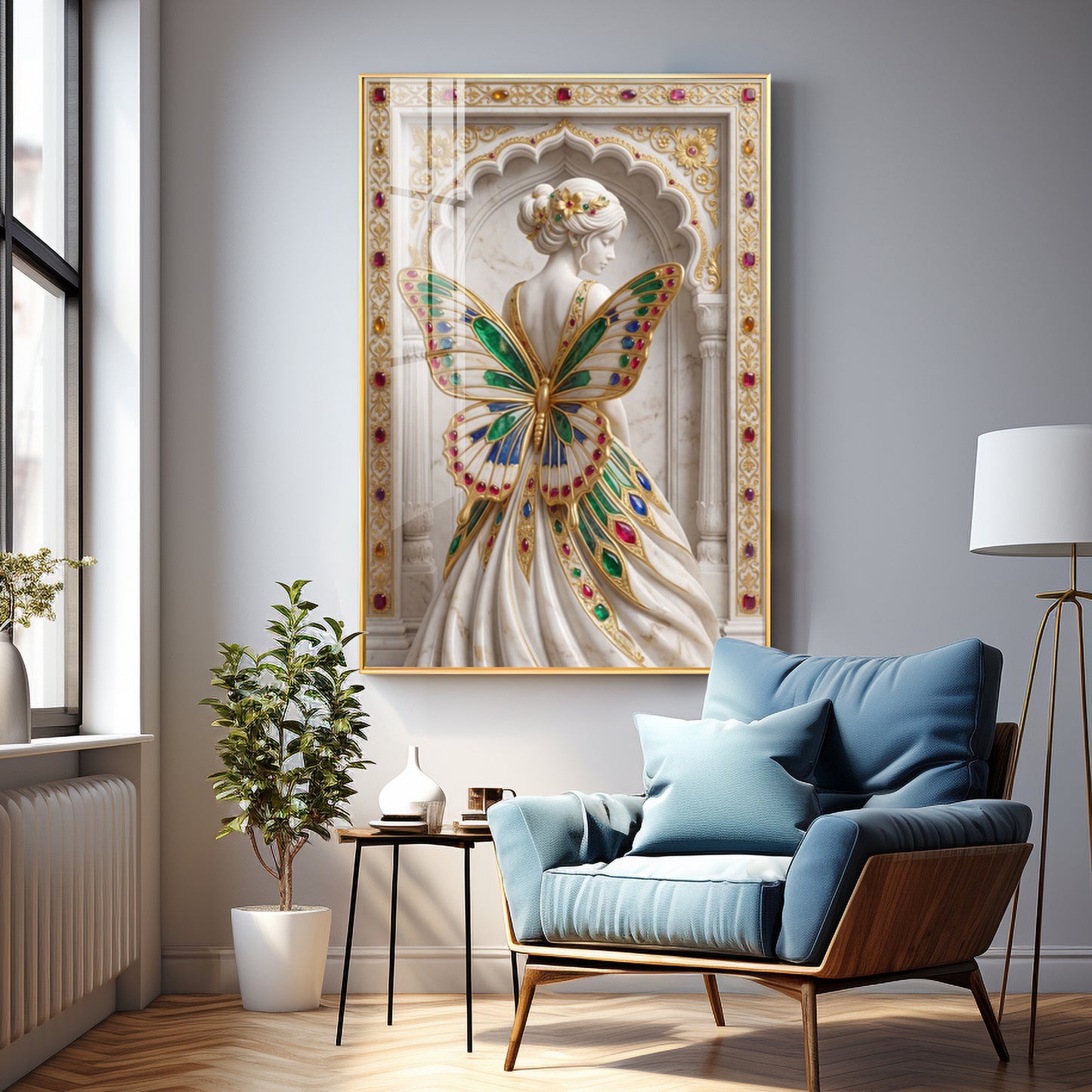 Woman With Butterfly Shaped Wings Premium Acrylic Vertical Wall Art