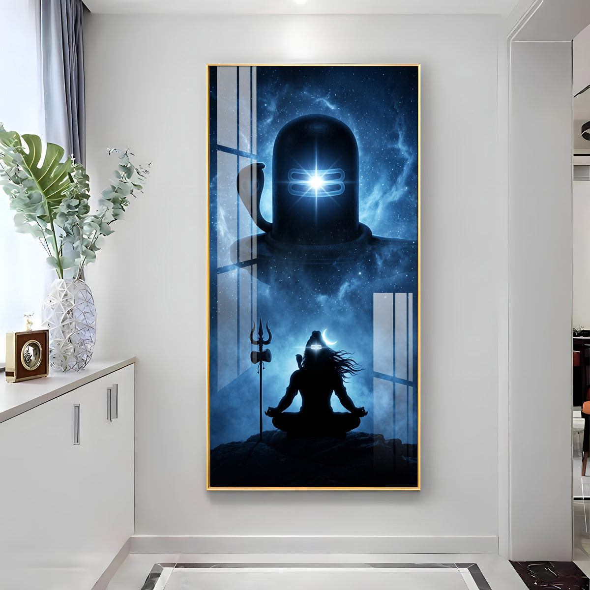 Mahadev in Deep Meditation Premium Acrylic Vertical Wall Art