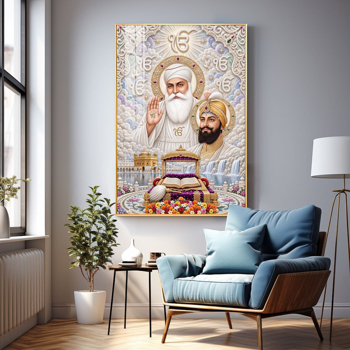 Guru Nanak Dev Ji & Guru Gobind Singh Ji Premium Acrylic Vertical Wall Art