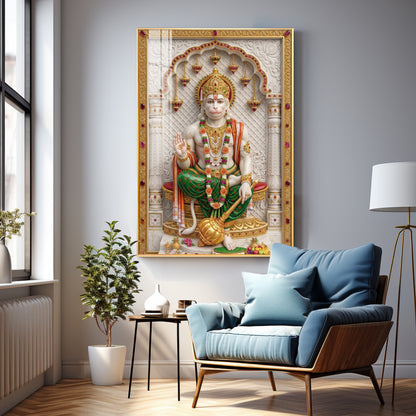 Lord Sankat Mochan Hanuman Premium Acrylic Vertical Wall Art
