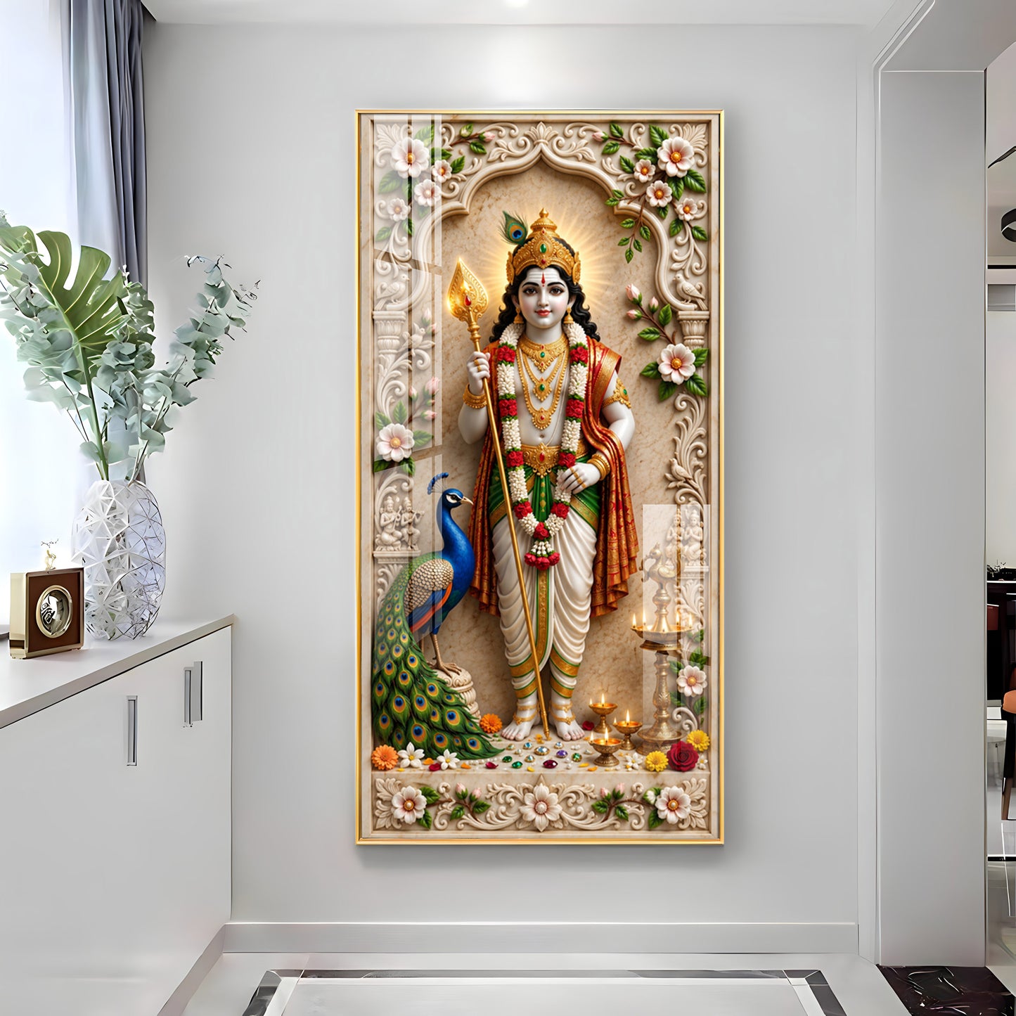 Hindu Deity Of War Lord Murugan Premium Acrylic Vertical Wall Art