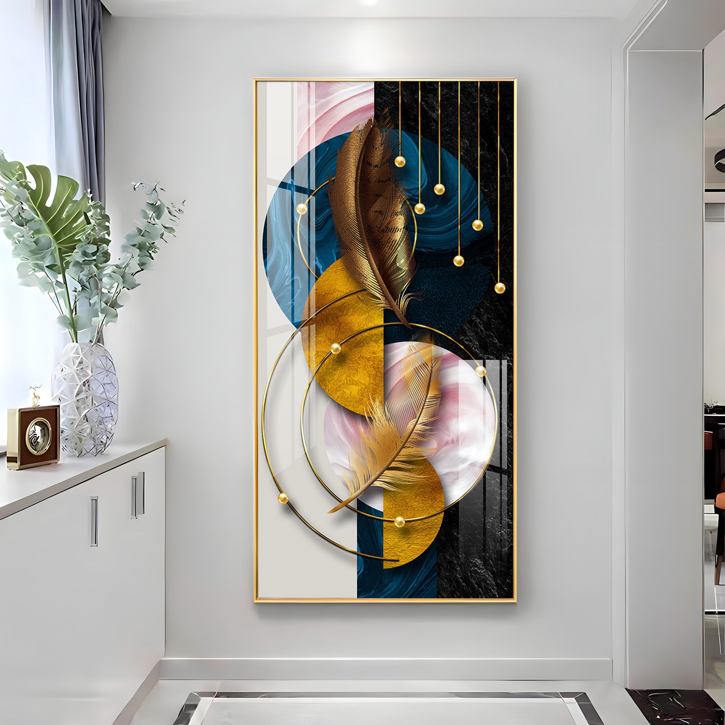 Luxurious Abstract Background With Feather Premium Acrylic Vertical Wall Art