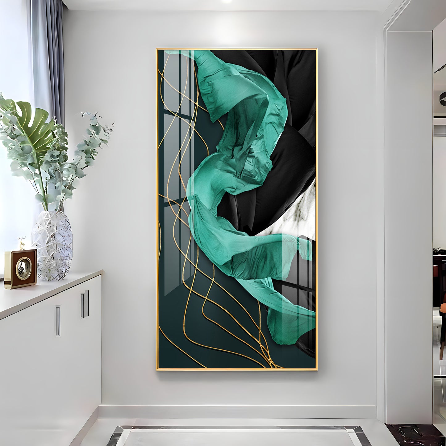 Emerald Elegance Premium Acrylic Vertical Wall Art