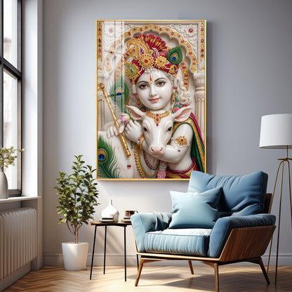 Blessings Of Bal krishna Premium Acrylic Vertical Wall Art