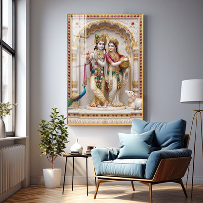 Radha Krishna Aura Premium Acrylic Vertical Wall Art
