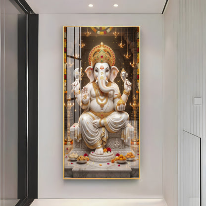 Divine Blessings Of Ganesh Ji Premium Acrylic Vertical Wall Art