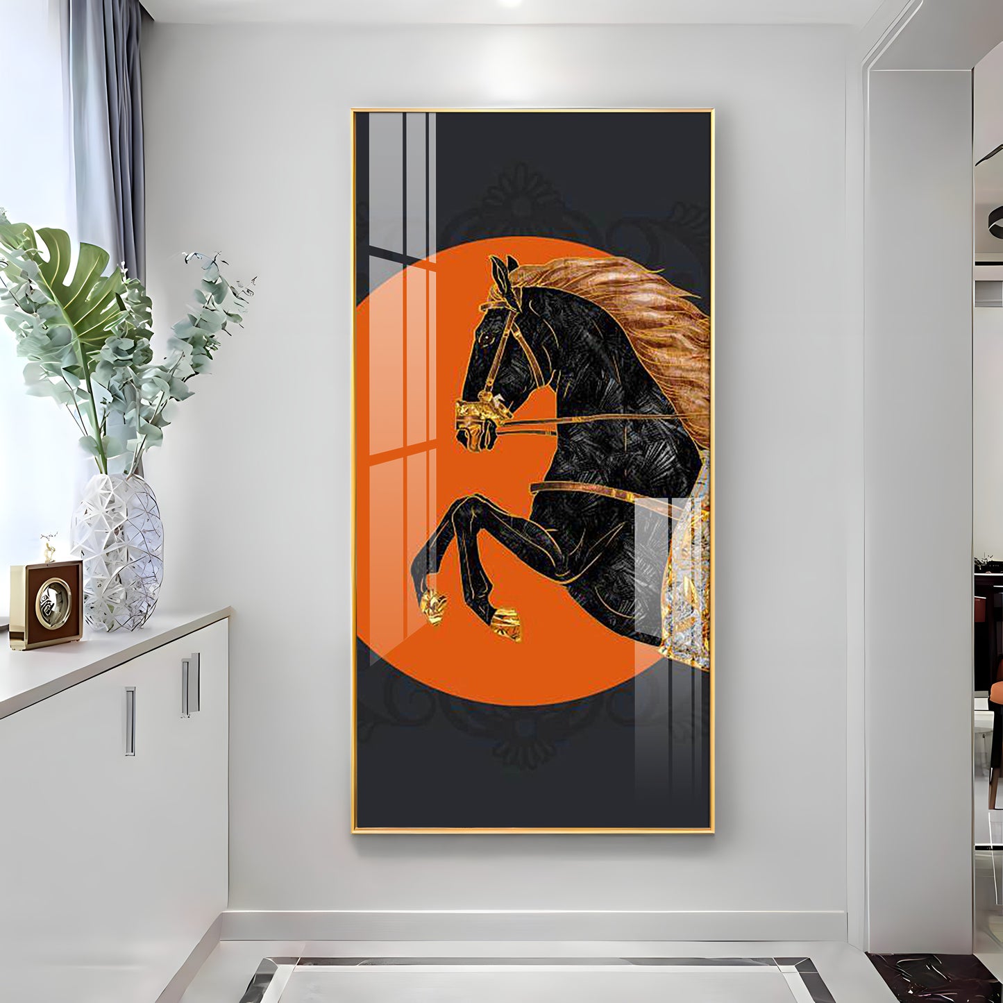 Black Horse Premium Acrylic Vertical Wall Art