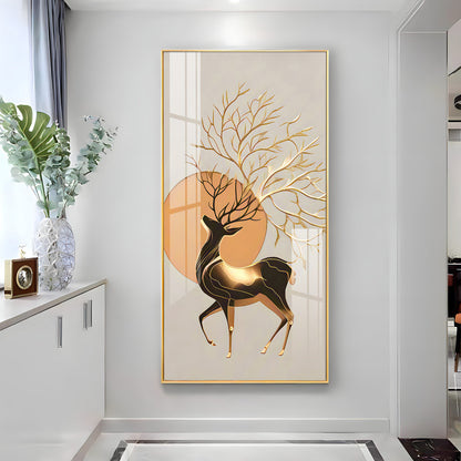 Deer With White Background Premium Acrylic Vertical Wall Art