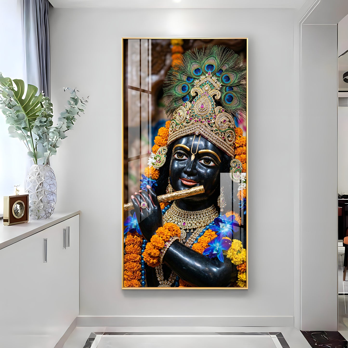 Divine Melody Krishna Premium Acrylic Vertical Wall Art