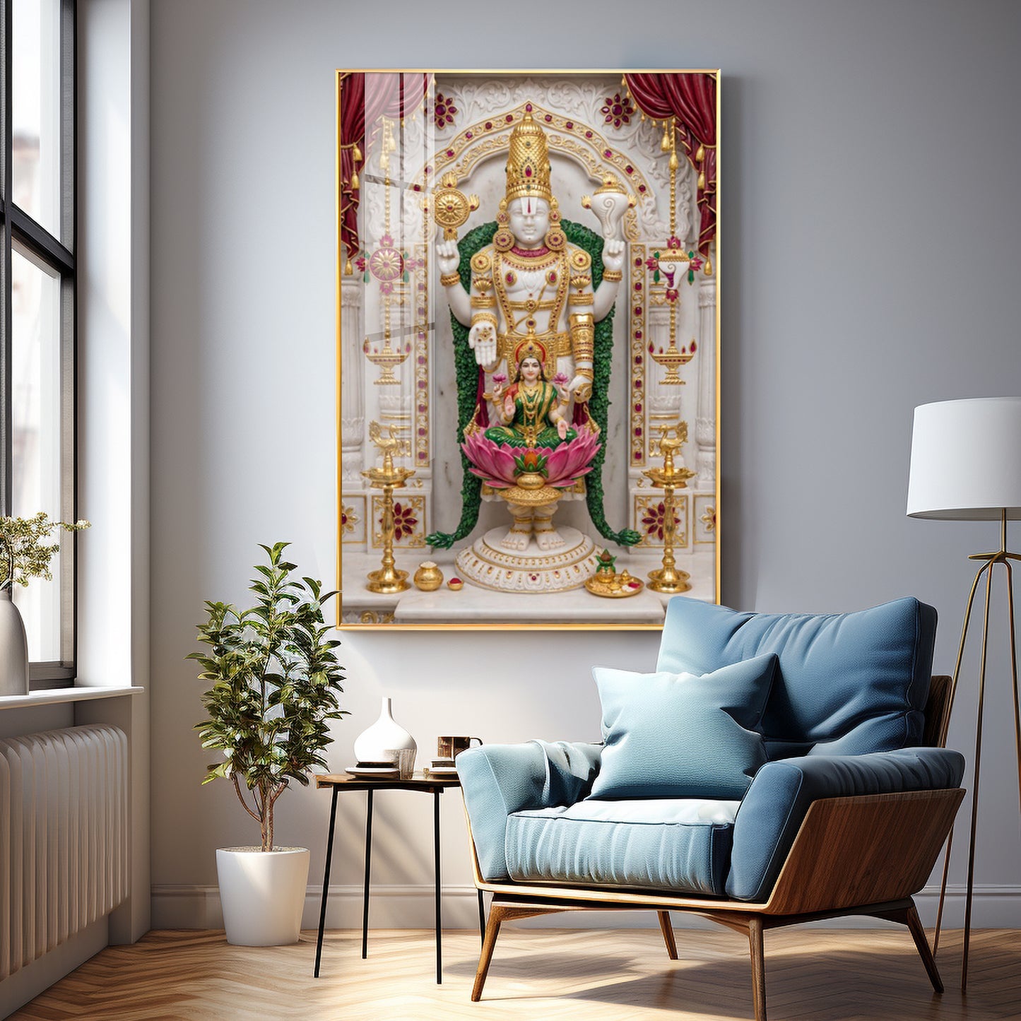 Maa Laxmi Lord Venkateswara Premium Acrylic Vertical Wall Art