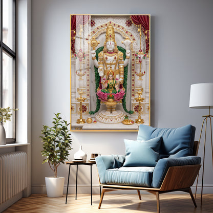 Maa Laxmi Lord Venkateswara Premium Acrylic Vertical Wall Art