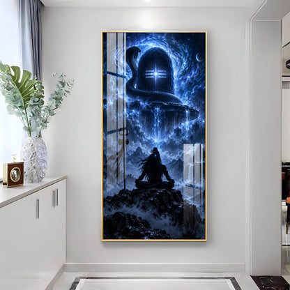 Aura of Cosmic Mahadev Premium Acrylic Vertical Wall Art