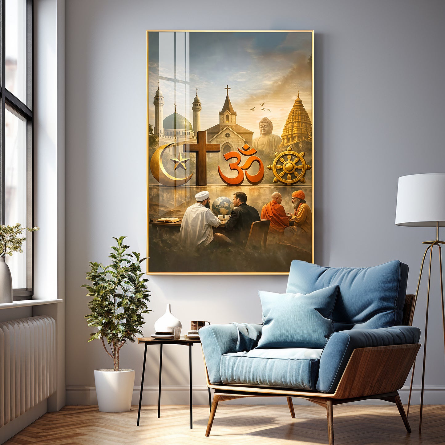 Religion Symbols Premium Acrylic Vertical Wall Art