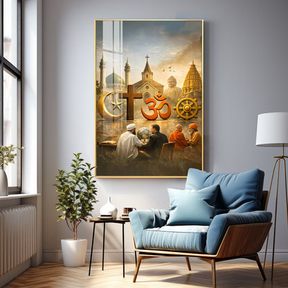 Religion Symbols Premium Acrylic Vertical Wall Art